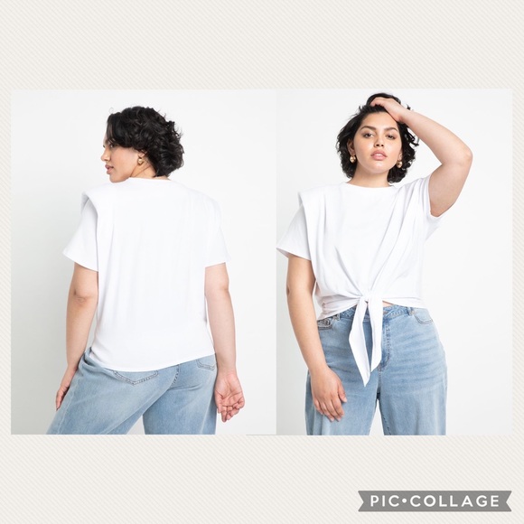 Eloquii Tops - Eloquii Tie Front Strong Shoulder Tee!